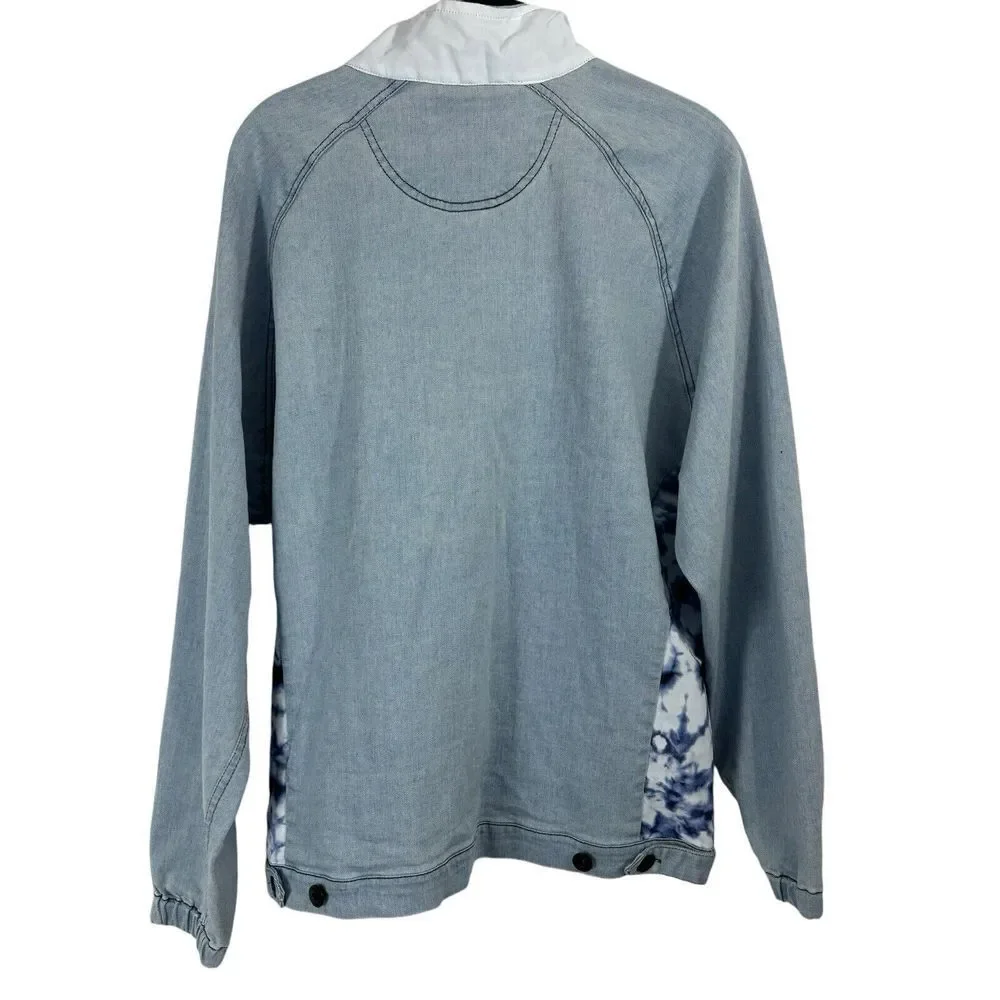 FILA Archive Revival Denim Track‎ Top Shirt Jacket Tie Dye Y2K Men's Size M - Picture 3 of 8